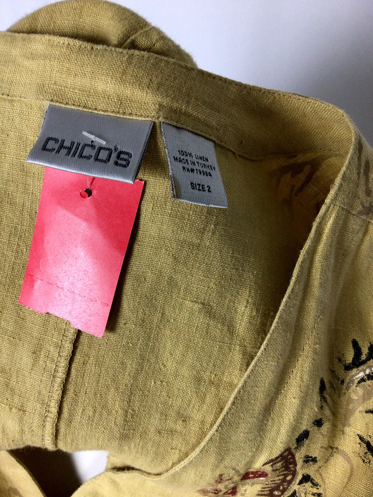 Chico's Size 2 (L/12/14)  Mustard Painted Pants Set