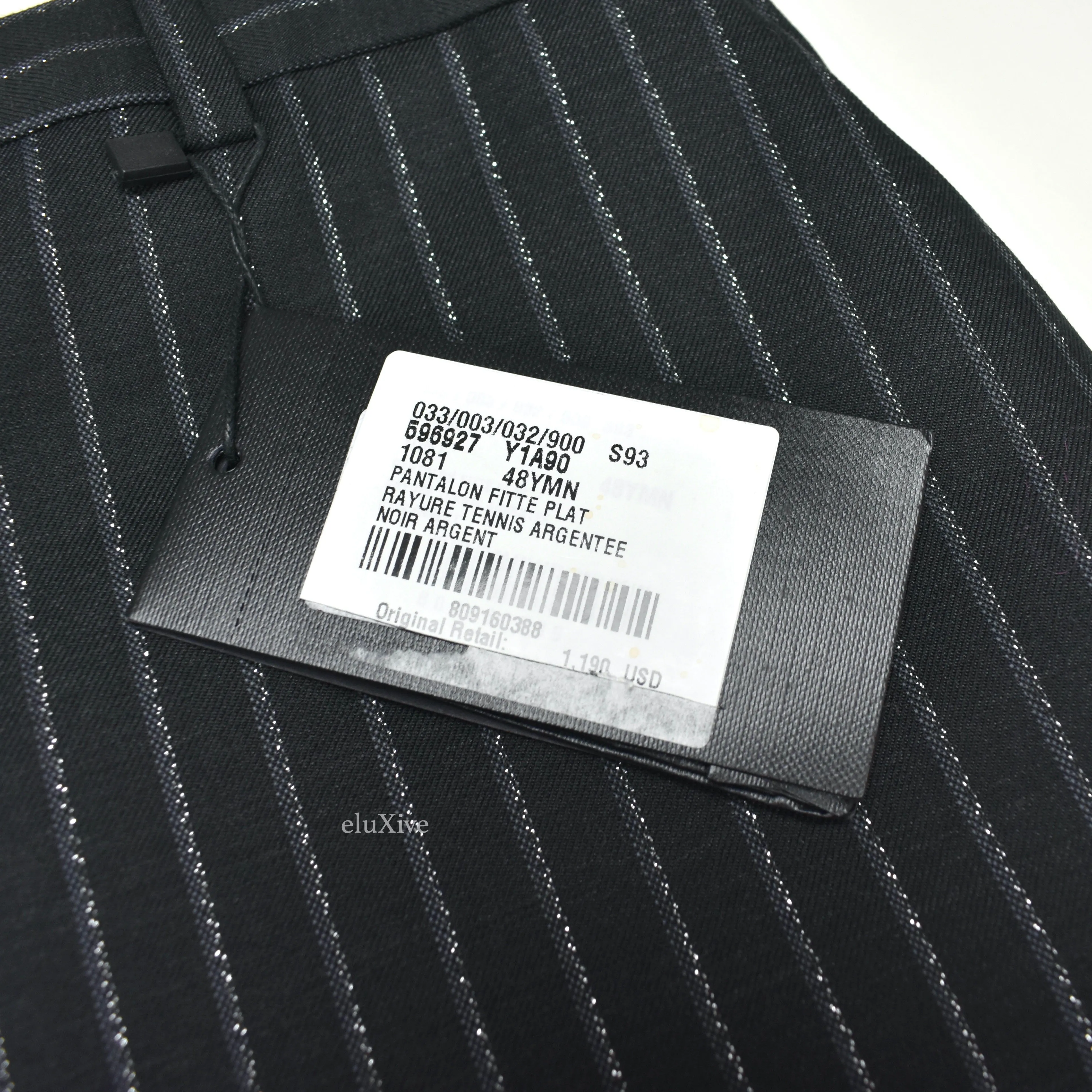 Saint Laurent - Black Metallic Stripe Wool / Silk Pants