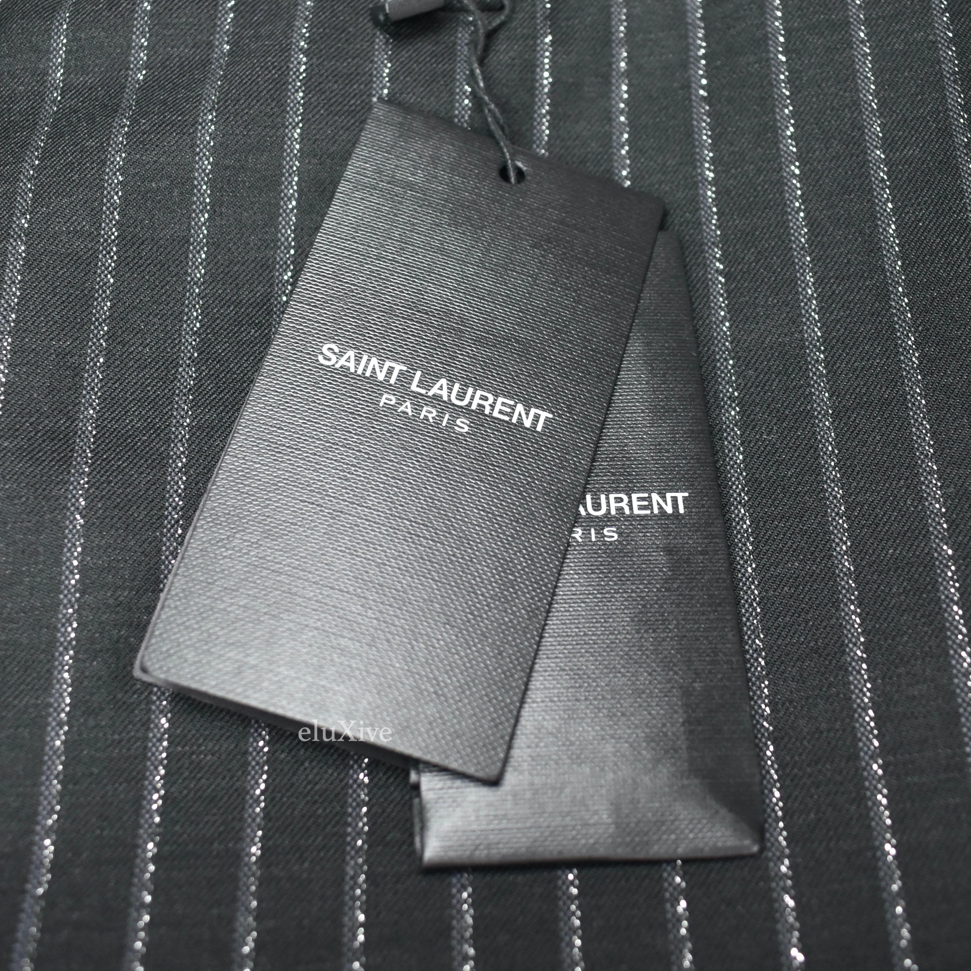 Saint Laurent - Black Metallic Stripe Wool / Silk Pants