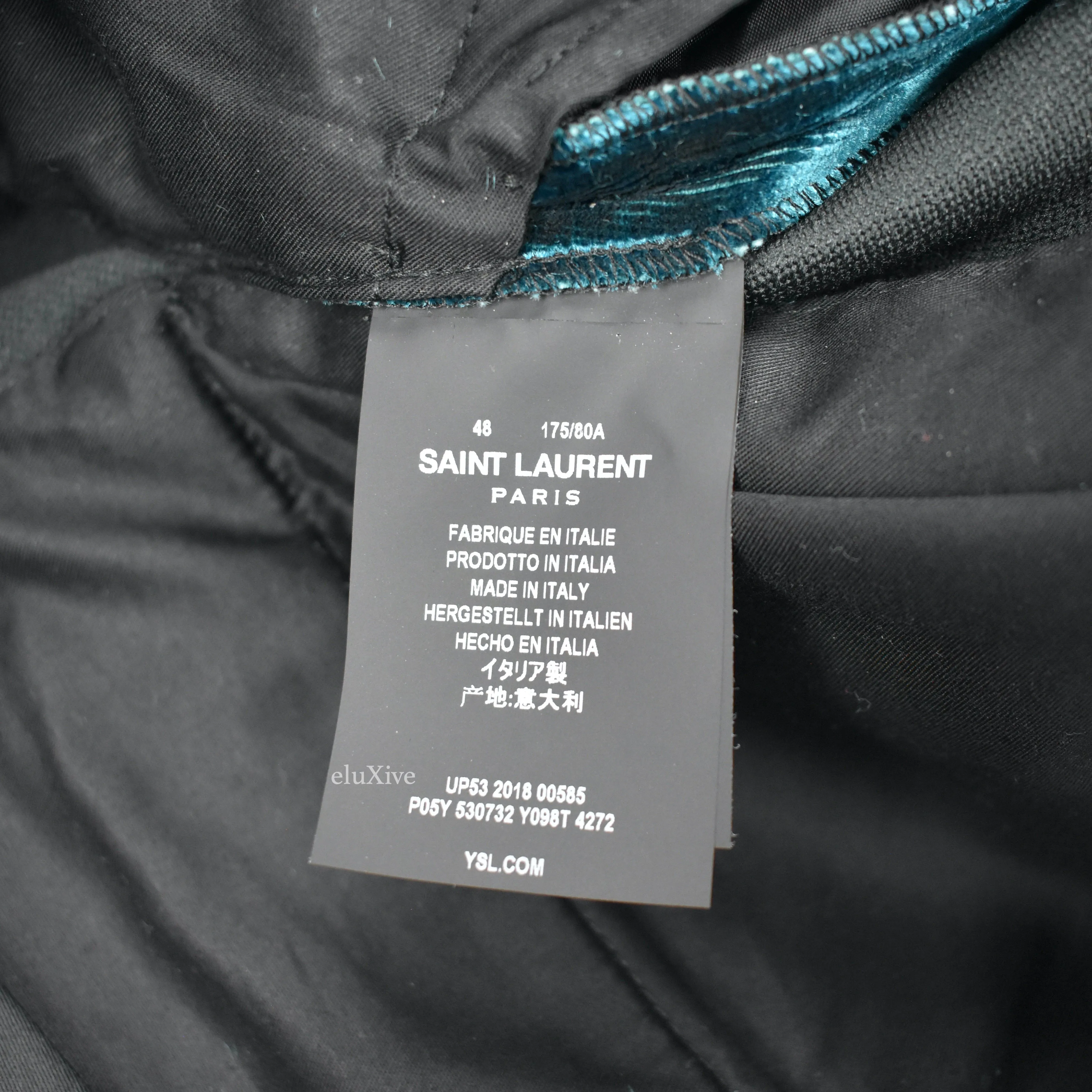 Saint Laurent - Turquoise Heavyweight Velvet Pants